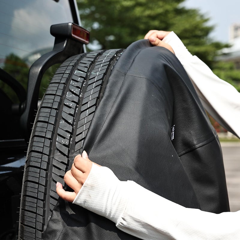 Moonet PVC Thickening Leather Spare Tire Wheel Cover for Car Truck SUV Camper Trailer Universal Fit RV JP FJ,R16 L Black (for Overall Wheel Diameter 30-32 inch) - Image 4